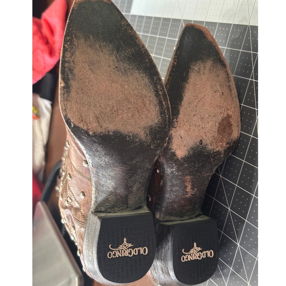 Old Gringo Western Boots Size 6.5 B Brown Studded Leather Snip Toe Tall Cowgirl - Picture 8 of 8
